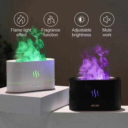 Humidificador ultrasónico USB con efecto llama, difusor de aromas con luces LED RGB