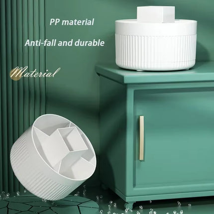 Caja de Maquillaje Giratoria 360° | Organizador de Escritorio para Brochas, Labiales y Joyas