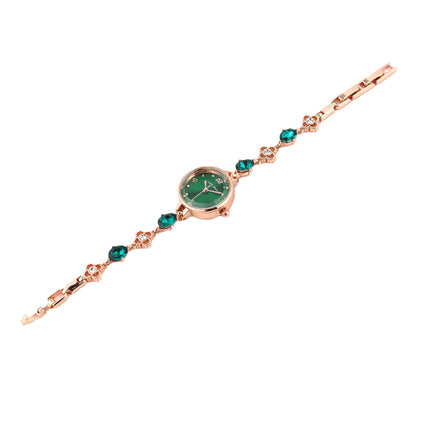 Reloj de pulsera verde para mujer, diseño pequeño y elegante, estilo jade, ideal como regalo