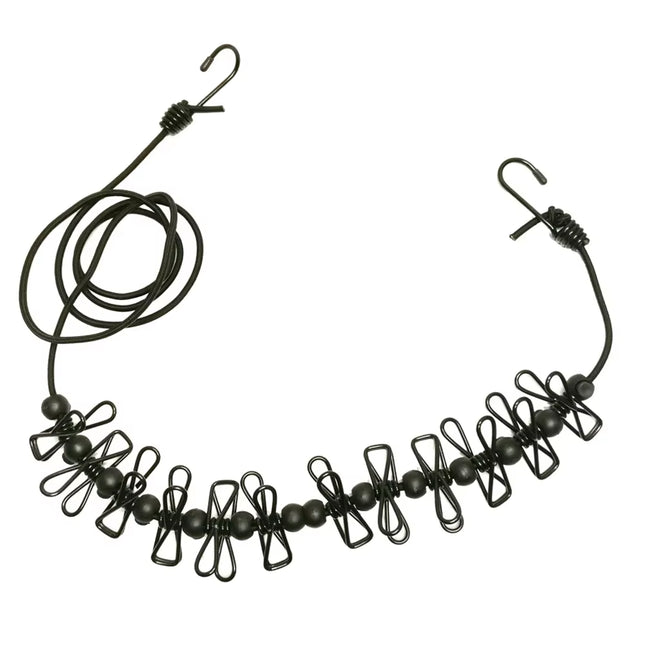 Tendedero Elástico Antideslizante 4 m para Camping y Viajes | Cuerda Portátil con 12 Pinzas para Ropa