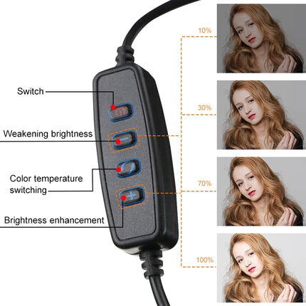 Aro de Luz LED 26 cm Profesional | Iluminación Regulable para Selfies, Maquillaje, TikTok y Youtube