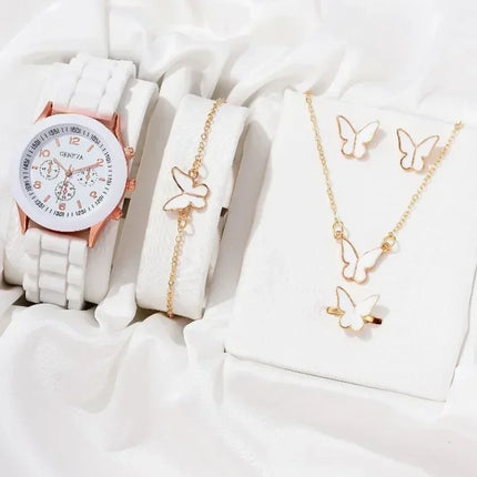 Set de Joyería y Reloj de Lujo para Mujer | Anillo, Collar, Pendientes y Pulsera con Reloj de Moda