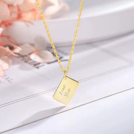 Collar de Acero Inoxidable con Colgante de Sobre de Carta de Amor | Regalo de San Valentín para Mujer