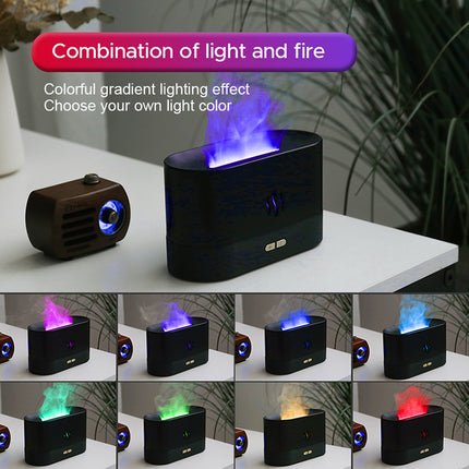 Humidificador ultrasónico USB con efecto llama, difusor de aromas con luces LED RGB