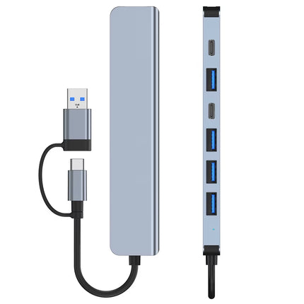 Concentrador USB-C 7 en 1 VIENON, hub de aluminio con USB 3.0, 4 puertos USB 2.0 y 2 puertos USB-C