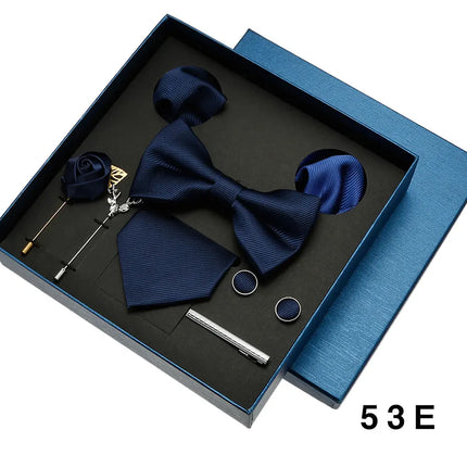 Set de Corbatas Clásicas de Seda para Hombre | Corbata Roja y Azul con Pañuelo y Gemelos, Regalo Ideal para Bodas y Fiestas