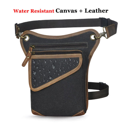 Bolso Bandolera de Piel Auténtica para Hombre | Multifuncional, Informal, con Cinturón de Cintura y Pernera para Viajes