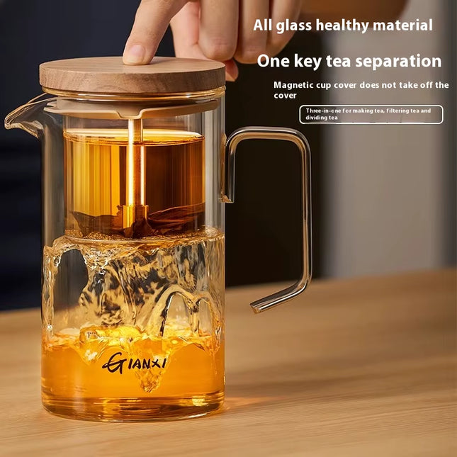 Taza de té de vidrio elegante con ventosa magnética, juego de té de alta gama con separador, ideal para ceremonias del té en el hogar