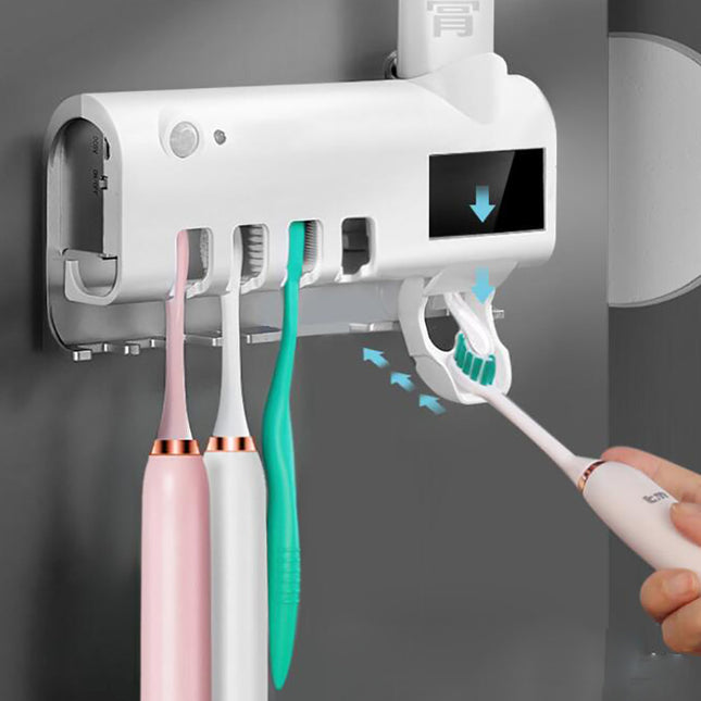 Esterilizador UV inteligente para cepillos de dientes con dispensador automático de pasta y soporte integrado