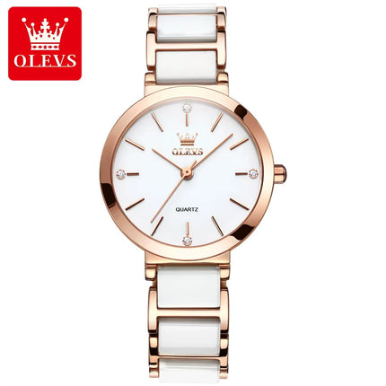 Reloj de Pulsera para Mujer de Lujo en Oro Rosa | Reloj de Cuarzo con Elegante Correa de Cerámica