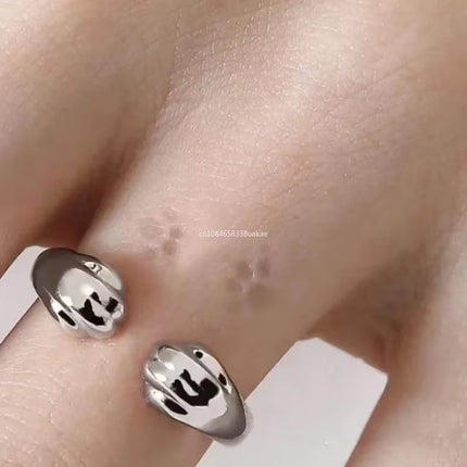 Anillo Plateado con Estampado de Huella de Gato para Mujer | Joyería Boho, Regalo Ideal para Fiestas