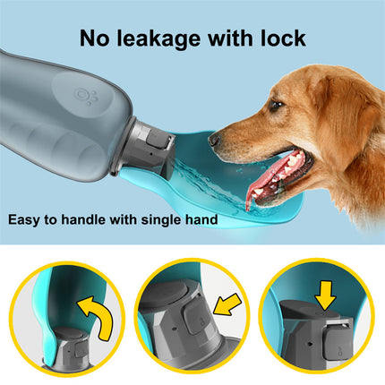 Botella de Agua Portátil para Perros 800 ml | Bebedero Plegable Antigoteo para Paseos y Aire Libre