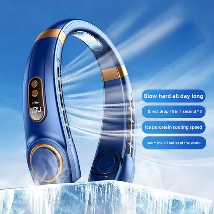 Ventilador de Cuello Sin Aspas | Silencioso, Portátil y Manos Libres con Viento Fuerte para Exteriores de Verano