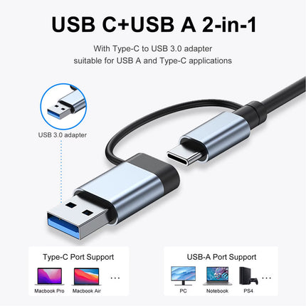 Concentrador USB-C 7 en 1 VIENON, hub de aluminio con USB 3.0, 4 puertos USB 2.0 y 2 puertos USB-C