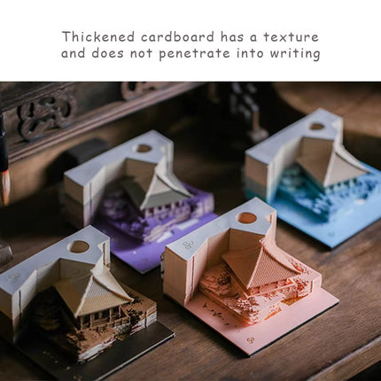 Bloc de Notas 3D Omoshiroi Block con Villa Rosa Romántica y Luz | Regalo Ideal para San Valentín