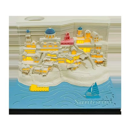 Bloc de Notas 3D Omoshiroi Block con Villa Rosa Romántica y Luz | Regalo Ideal para San Valentín