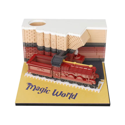 Bloc de Notas 3D Omoshiroi Block con Villa Rosa Romántica y Luz | Regalo Ideal para San Valentín