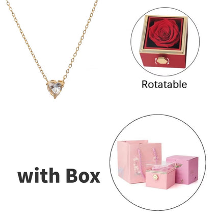 Caja de Rosa Eterna con Pulsera de Circonita en Forma de Corazón | Regalo de San Valentín para Ella, Pareja o Esposa