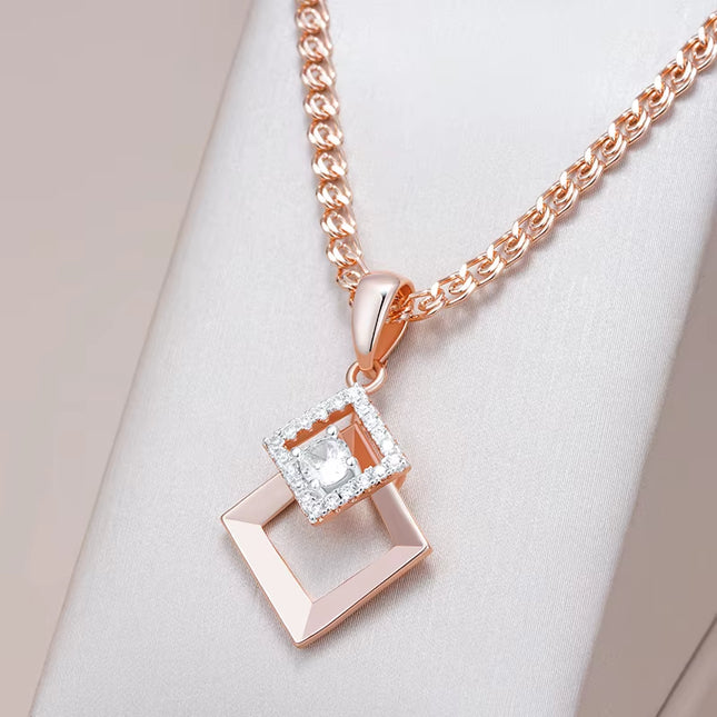 Collar Bicolor en Oro Rosa y Plata 585 con Circonitas Naturales — Joyería Fina para Uso Diario