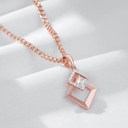 Collar Bicolor en Oro Rosa y Plata 585 con Circonitas Naturales — Joyería Fina para Uso Diario