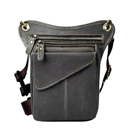 Bolso Bandolera de Piel Auténtica para Hombre | Multifuncional, Informal, con Cinturón de Cintura y Pernera para Viajes