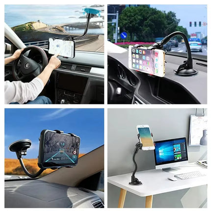 Soporte Giratorio Universal para Teléfono de Coche | Compatible con Salpicadero y Parabrisas, Accesorio Flexible 360 para Móvil y GPS
