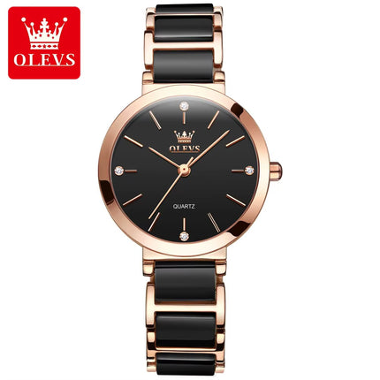 Reloj de Pulsera para Mujer de Lujo en Oro Rosa | Reloj de Cuarzo con Elegante Correa de Cerámica
