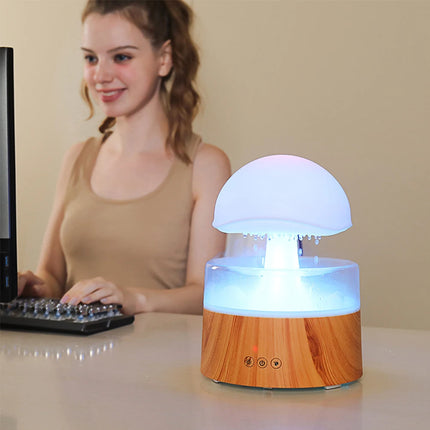 Humidificador de Lluvia en Forma de Nube | Aromaterapia, Luz Nocturna Multicolor y Atomización Ultrasónica