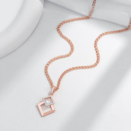 Collar Bicolor en Oro Rosa y Plata 585 con Circonitas Naturales — Joyería Fina para Uso Diario