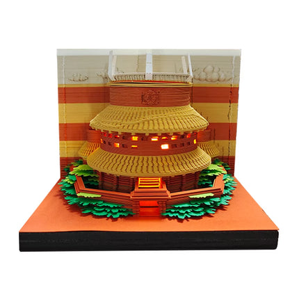 Bloc de Notas 3D Omoshiroi Block con Villa Rosa Romántica y Luz | Regalo Ideal para San Valentín