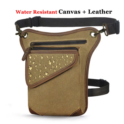 Bolso Bandolera de Piel Auténtica para Hombre | Multifuncional, Informal, con Cinturón de Cintura y Pernera para Viajes