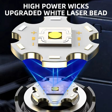 Linterna LED recargable USB de largo alcance, con zoom telescópico y luz potente para exteriores