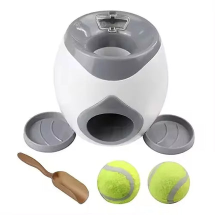 Lanzador automático de pelotas para perros | Máquina interactiva con pelotas de tenis y comedero inteligente para entrenamiento