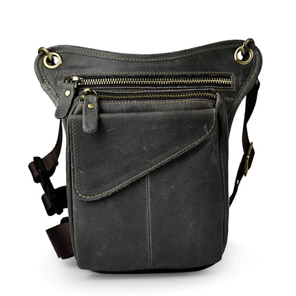 Bolso Bandolera de Piel Auténtica para Hombre | Multifuncional, Informal, con Cinturón de Cintura y Pernera para Viajes