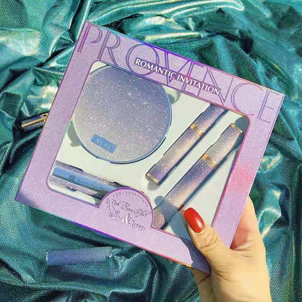 Set de Maquillaje Oriental Beauty Lotus Pond Moonlight | Caja de Regalo con Labial Velvet, Corrector, Sombra de Ojos y Polvo Fijador