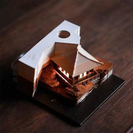 Bloc de Notas 3D Omoshiroi Block con Villa Rosa Romántica y Luz | Regalo Ideal para San Valentín