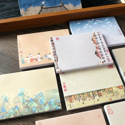 Bloc de Notas de 80 Hojas con Diseño de Pintura China Antigua | Libreta Decorativa para Oficina y Escuela