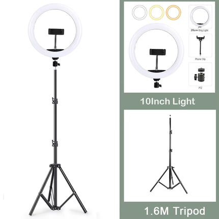 Aro de Luz LED 26 cm Profesional | Iluminación Regulable para Selfies, Maquillaje, TikTok y Youtube