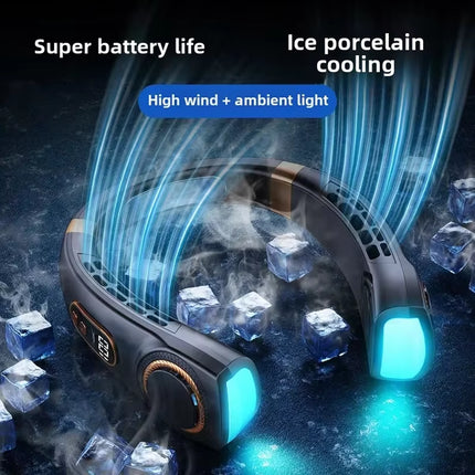 Ventilador de Cuello Sin Aspas | Silencioso, Portátil y Manos Libres con Viento Fuerte para Exteriores de Verano