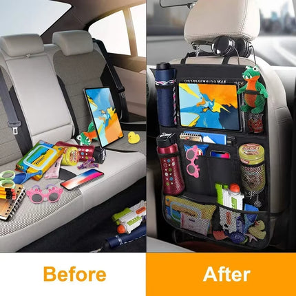 Organizador de Asiento de Coche con Soporte para Tableta | Bolsillos Múltiples y Protector de Respaldo para Niños y Mascotas