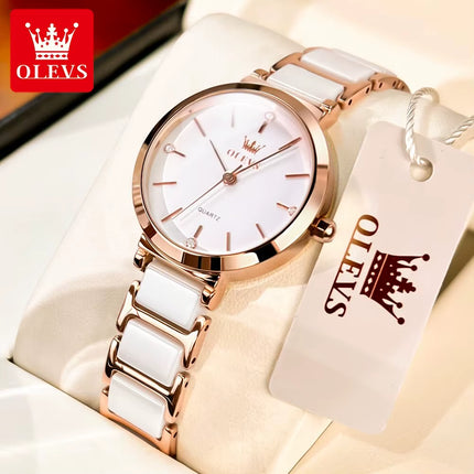 Reloj de Pulsera para Mujer de Lujo en Oro Rosa | Reloj de Cuarzo con Elegante Correa de Cerámica