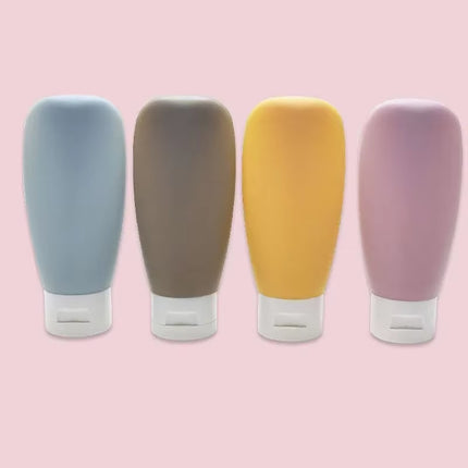 Set de 4 Botellas de Viaje Rellenables 60 ml | Plástico Flexible para Champú, Loción y Cosméticos