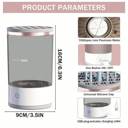 Máquina limpiadora eléctrica de brochas de maquillaje, lavadora automática para una limpieza rápida y profunda