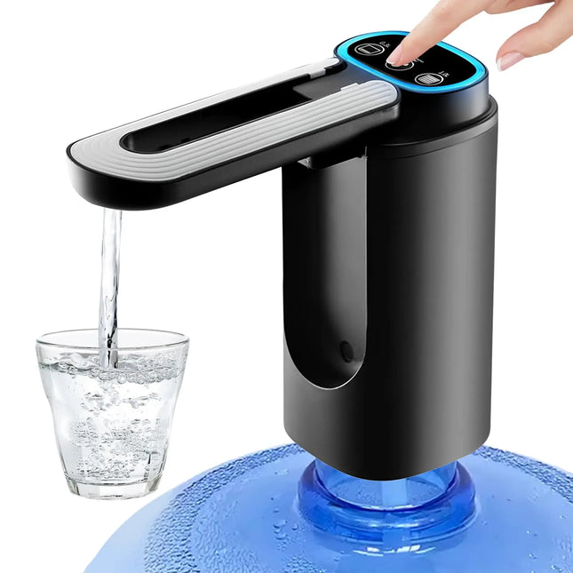 Dispensador Automático de Agua para Botellas de 5 Galones | Bomba Eléctrica Portátil con Carga Tipo C (Negro)