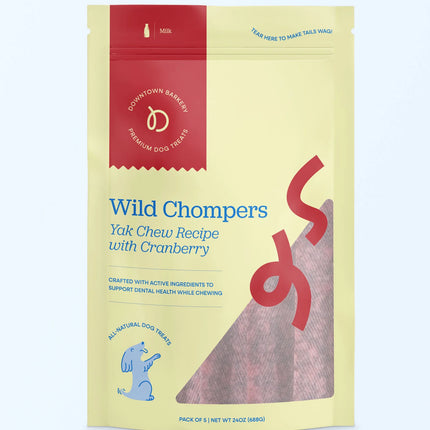 Golosinas dentales de yak para perros | Larga duración con arándano rojo y azul