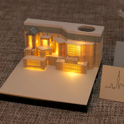 Bloc de Notas 3D Omoshiroi Block con Villa Rosa Romántica y Luz | Regalo Ideal para San Valentín
