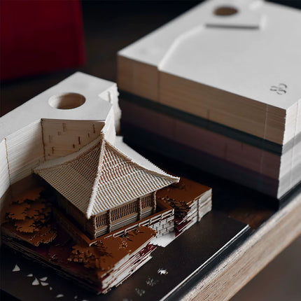 Bloc de Notas 3D Omoshiroi Block con Villa Rosa Romántica y Luz | Regalo Ideal para San Valentín