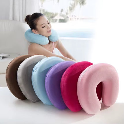 Almohada Cervical de Viaje en Forma de U | Espuma Viscoelástica de Recuperación Lenta, Suave y Cómoda para Vuelos, Oficina y Viajes