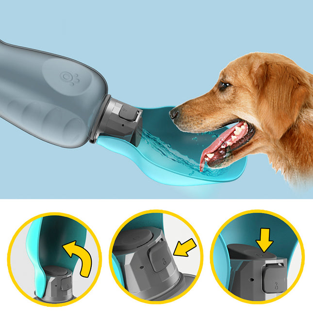 Botella de Agua Portátil para Perros 800 ml | Bebedero Plegable Antigoteo para Paseos y Aire Libre
