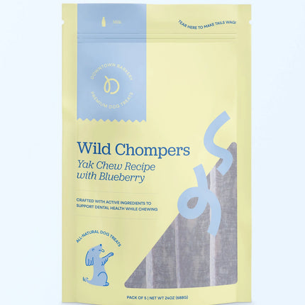 Golosinas dentales de yak para perros | Larga duración con arándano rojo y azul